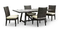 Sunset 5 Piece Beige and Wicker Armless Patio Dining Chair Set