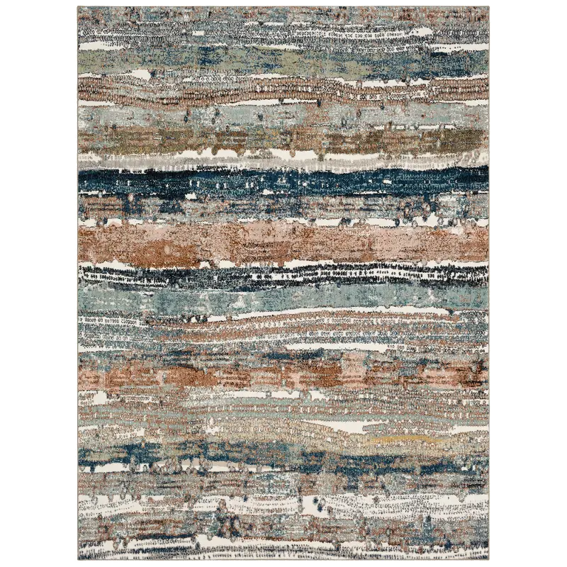 Epiphany 8 x 10 Blue Color Waves Area Rug