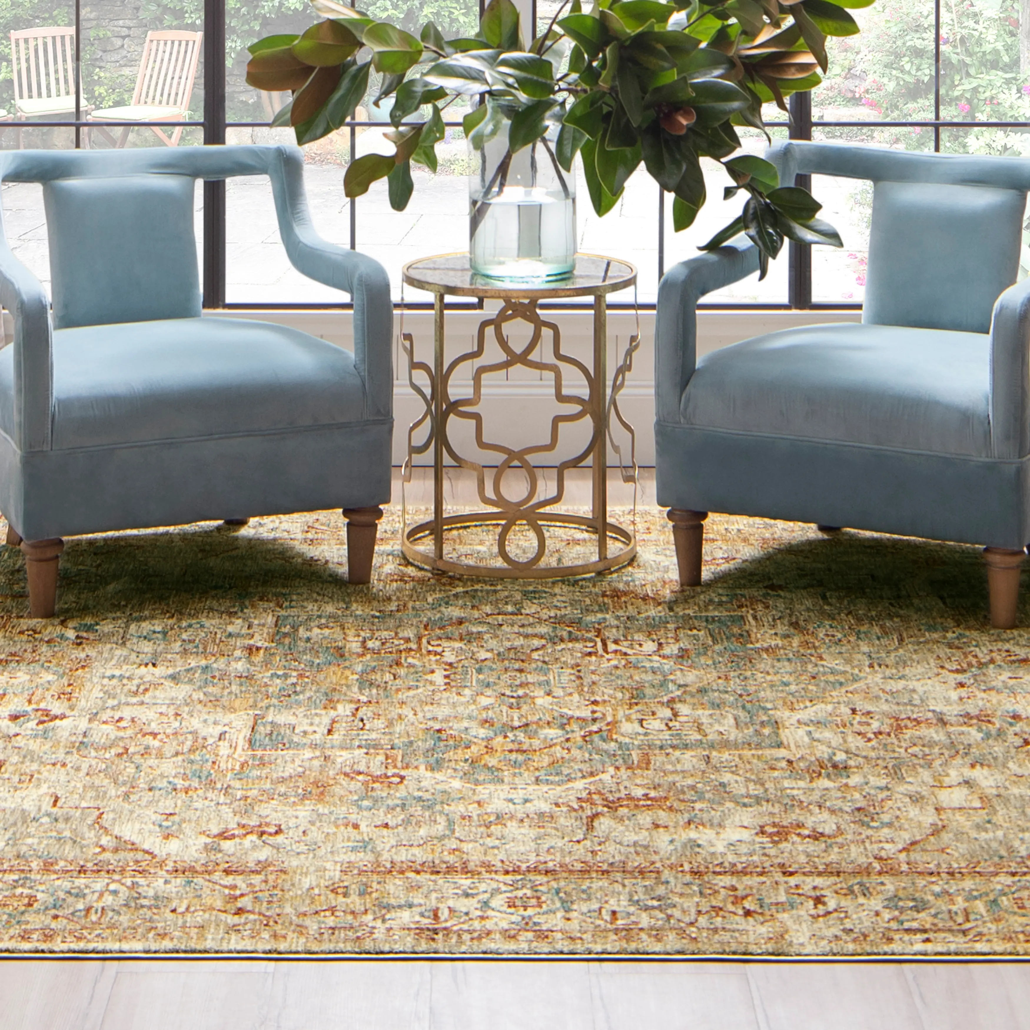 RG845-741/C-7.8X10.3 Marash 8 x 10 Ezine Gold and Cream Area Rug-3