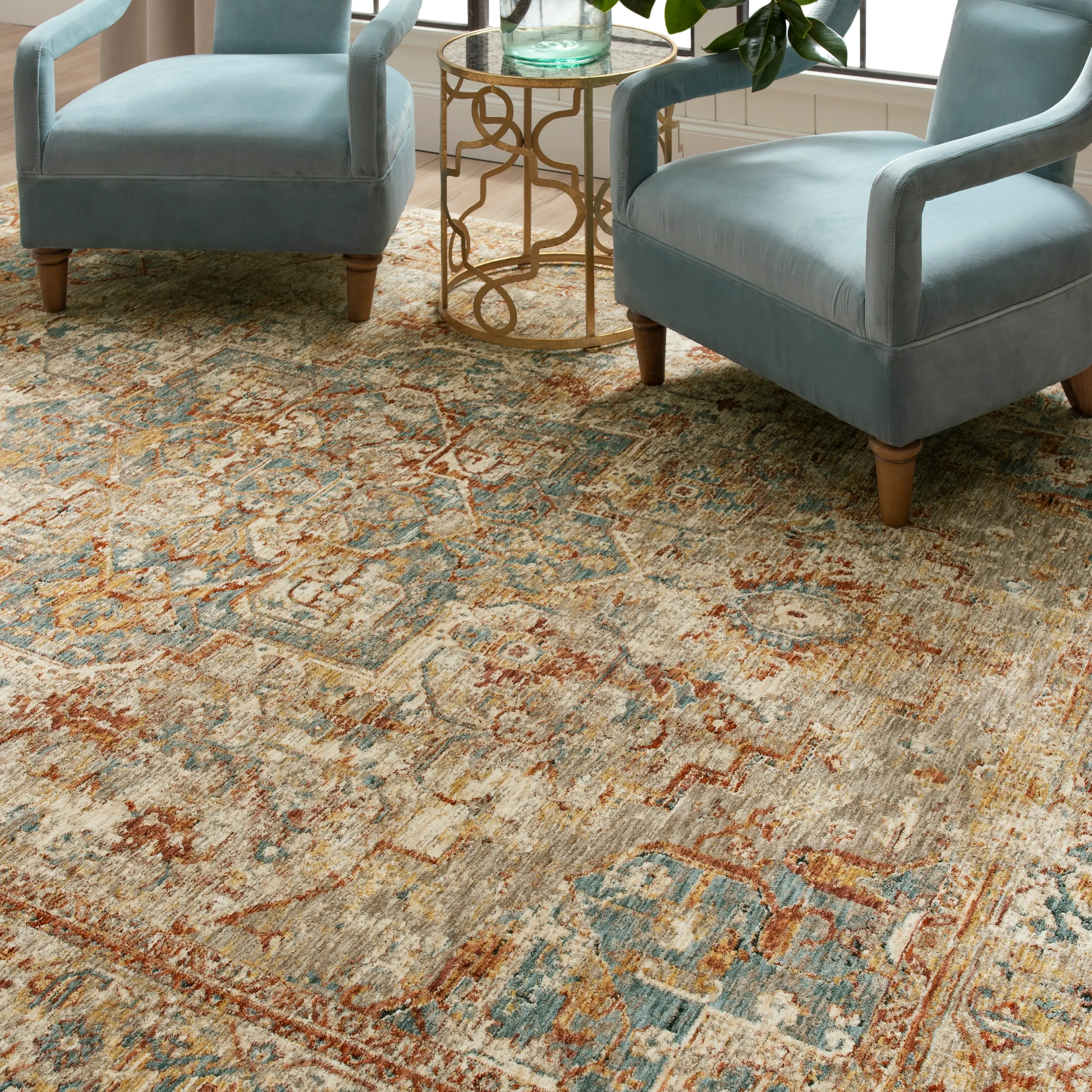 RG845-741/C-7.8X10.3 Marash 8 x 10 Ezine Gold and Cream Area Rug-4