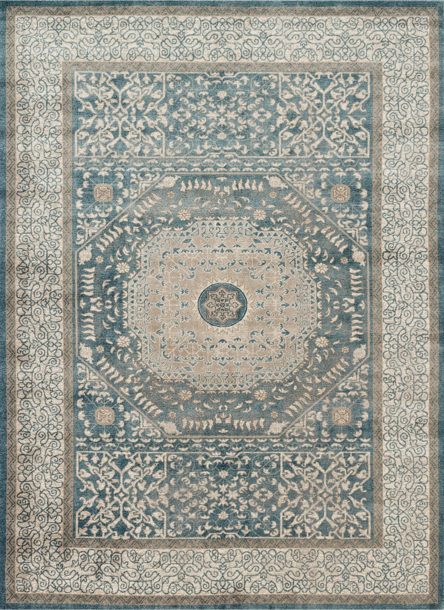 CQ-01/BL/SND-5.3X7.6 Century 5 x 8 Blue Sand Area Rug-1
