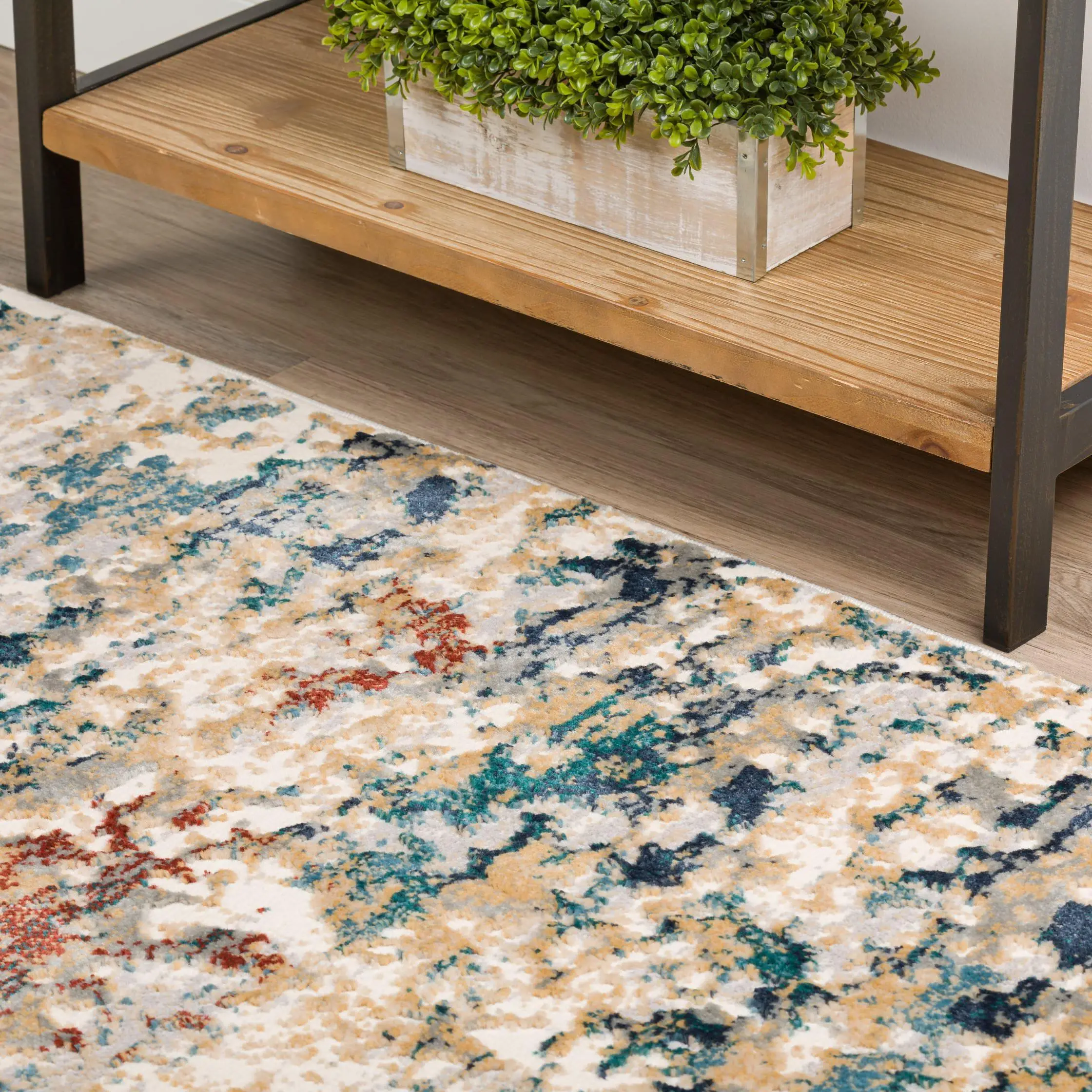 KM26MU5X7-MULT/KARMA Karma 5 x 8 Contemporary Yellow Area Rug-9
