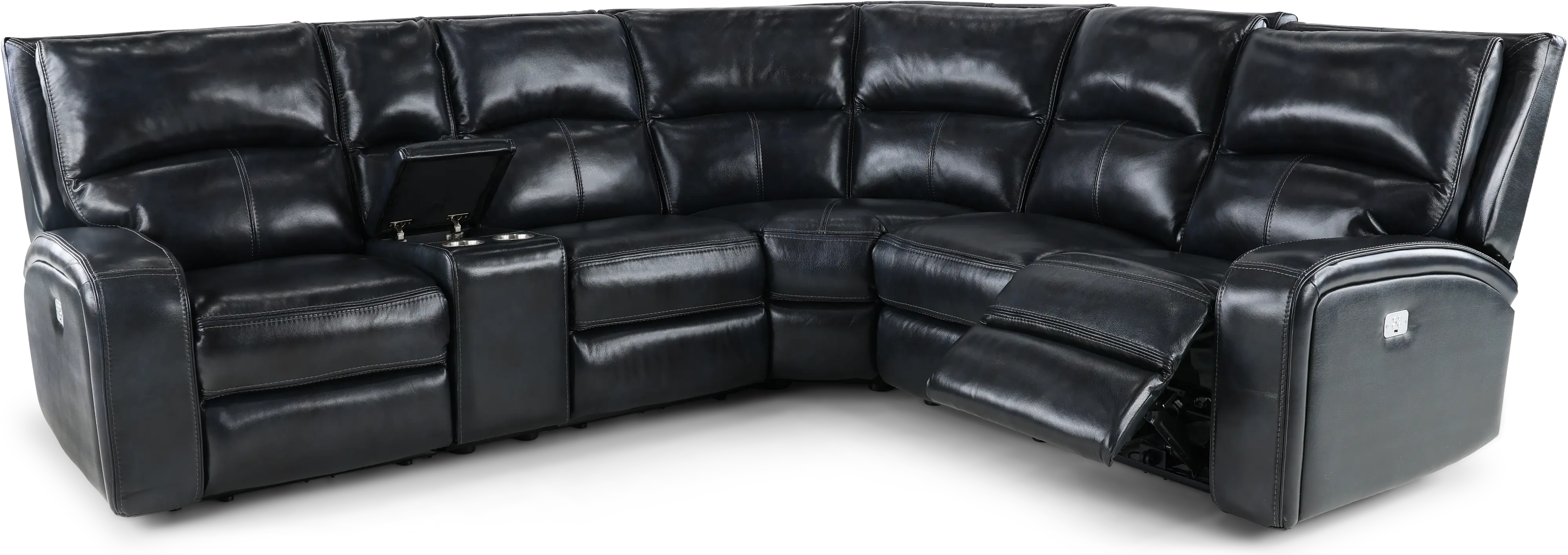 Megan Dark Blue 6 Piece Power Reclining Sectional-1