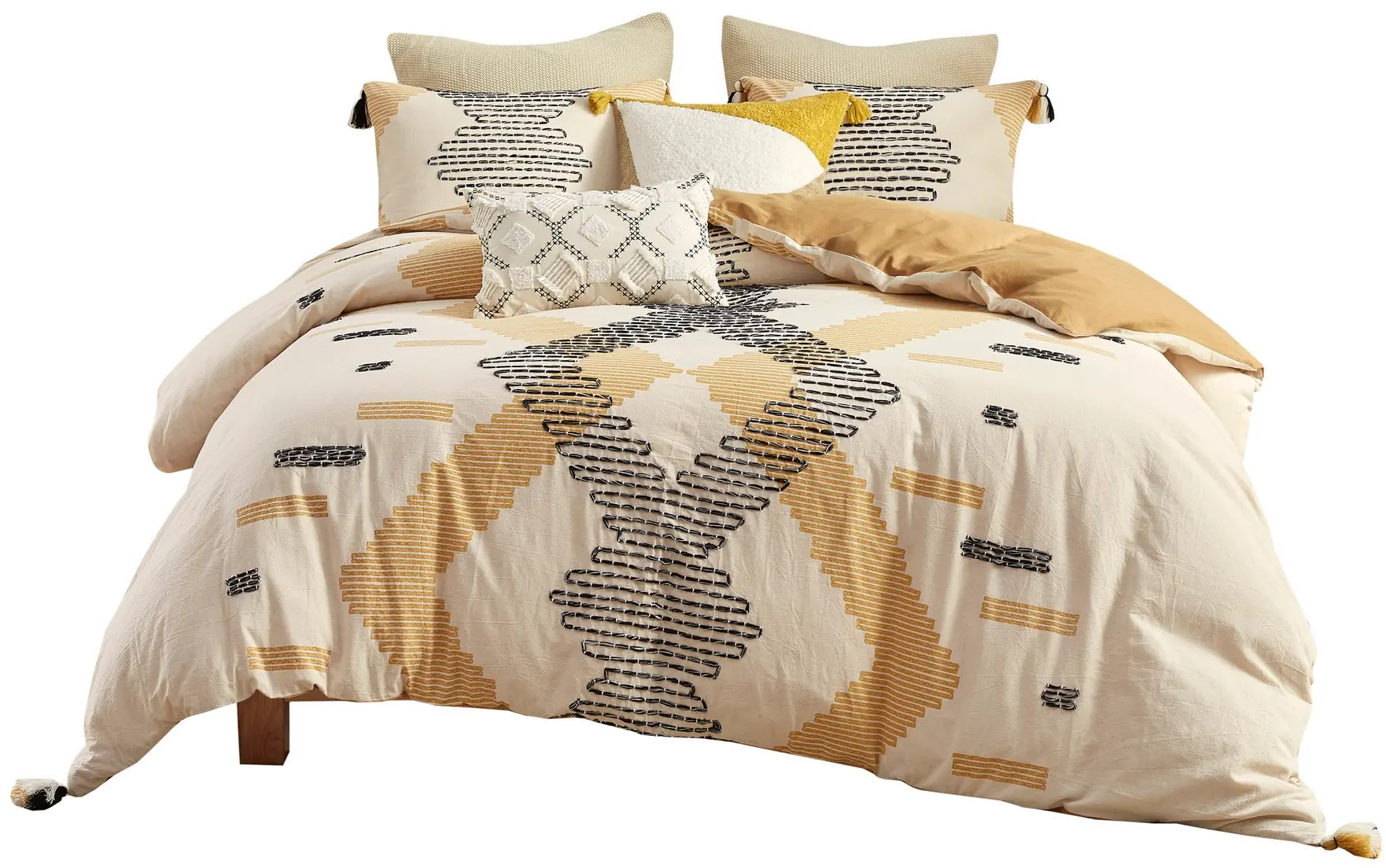 Yellow and Gray Geometric Queen Arizona 3 Piece Bedding Collection-3