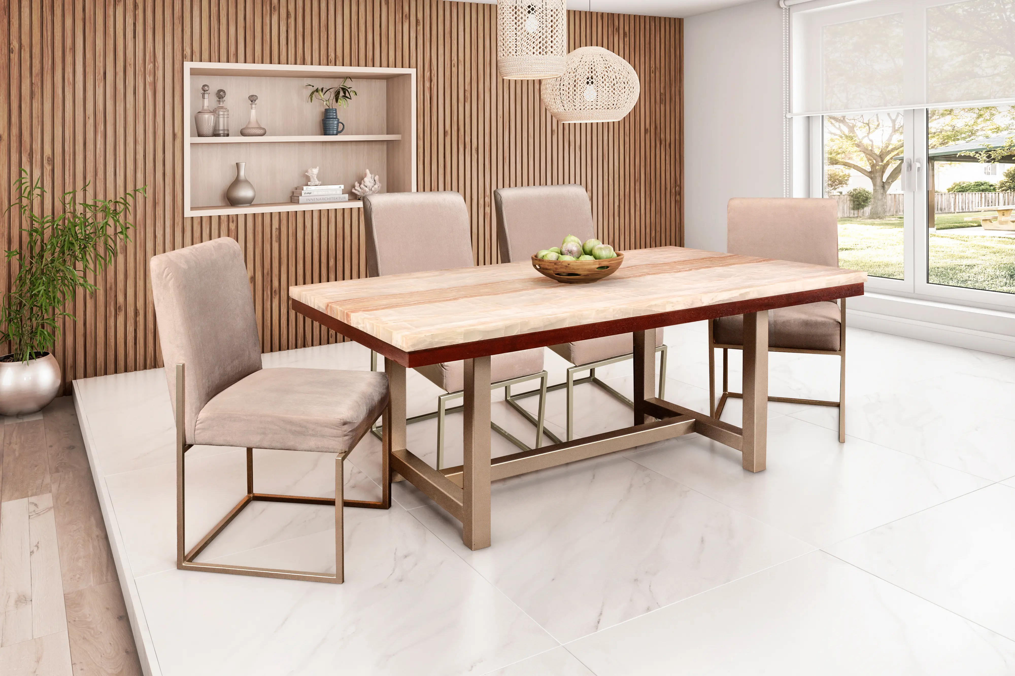 Spectrum Onyx and Gold 5 Piece Dining Room Set-1