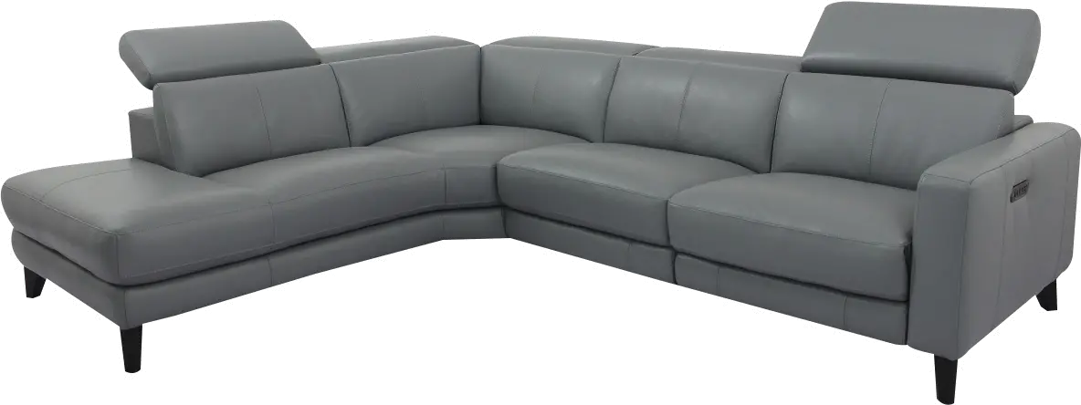 Madrid Gray 2 Piece Power Reclining Leather Sectional-2