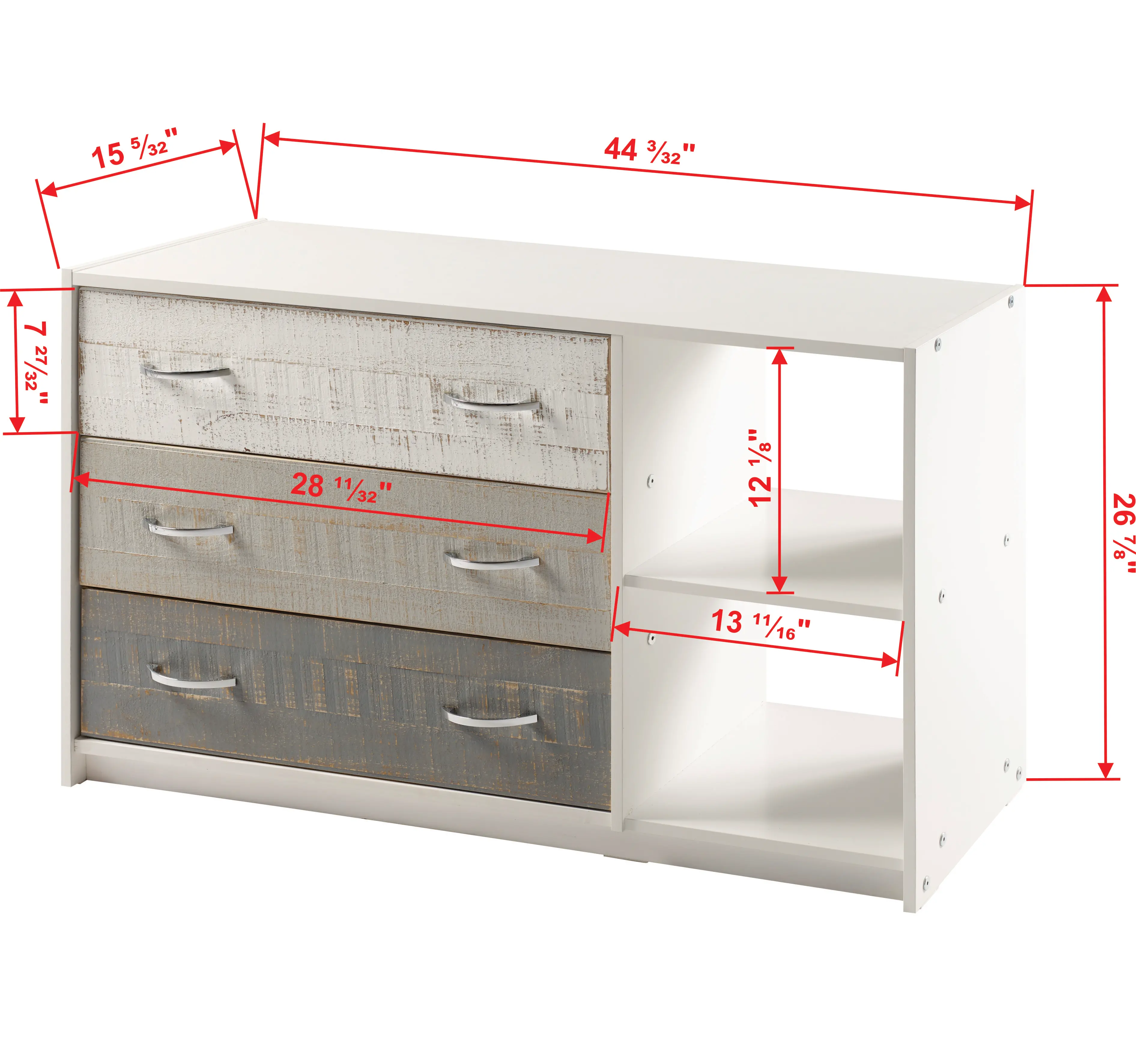 Bristol Low Loft Gray and White Chest with Shelving-2