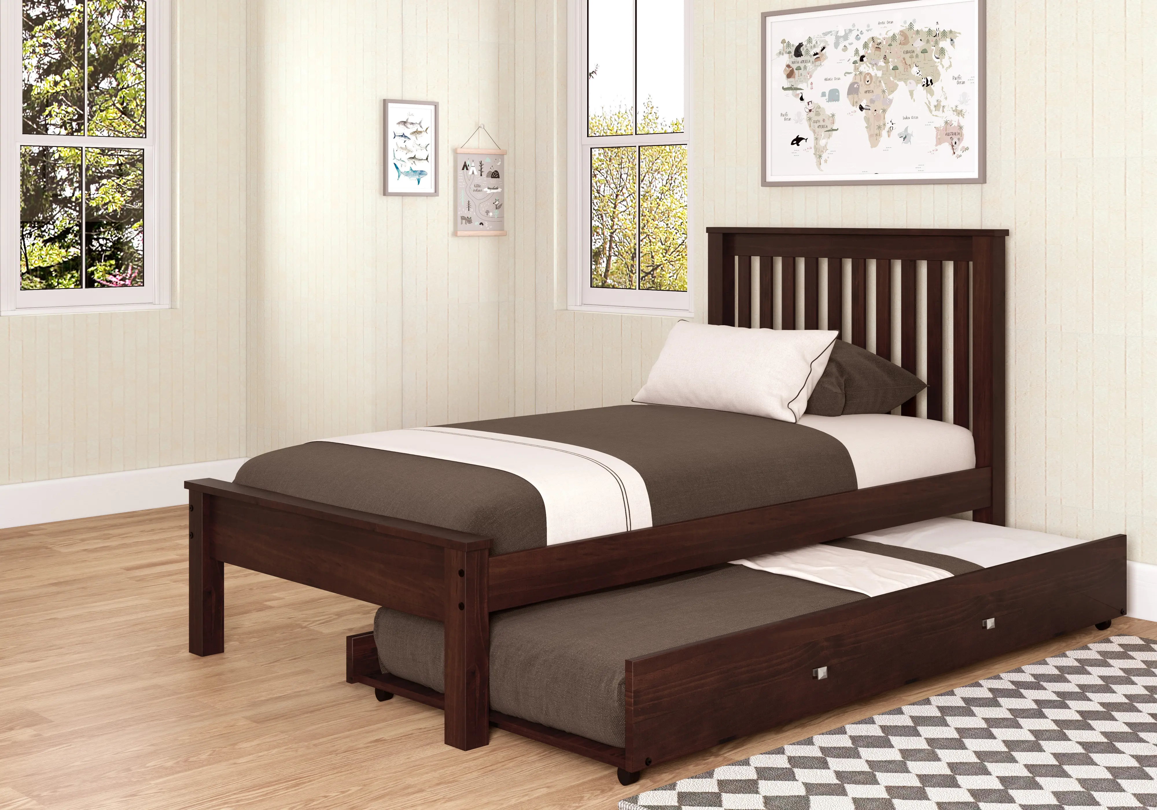 Carson Cappuccino Twin Bed with Trundle-1