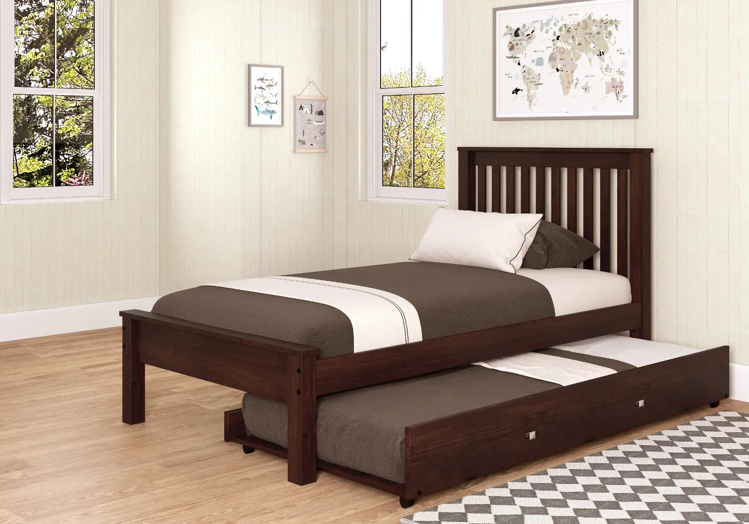 Carson Cappuccino Twin Bed with Trundle-1