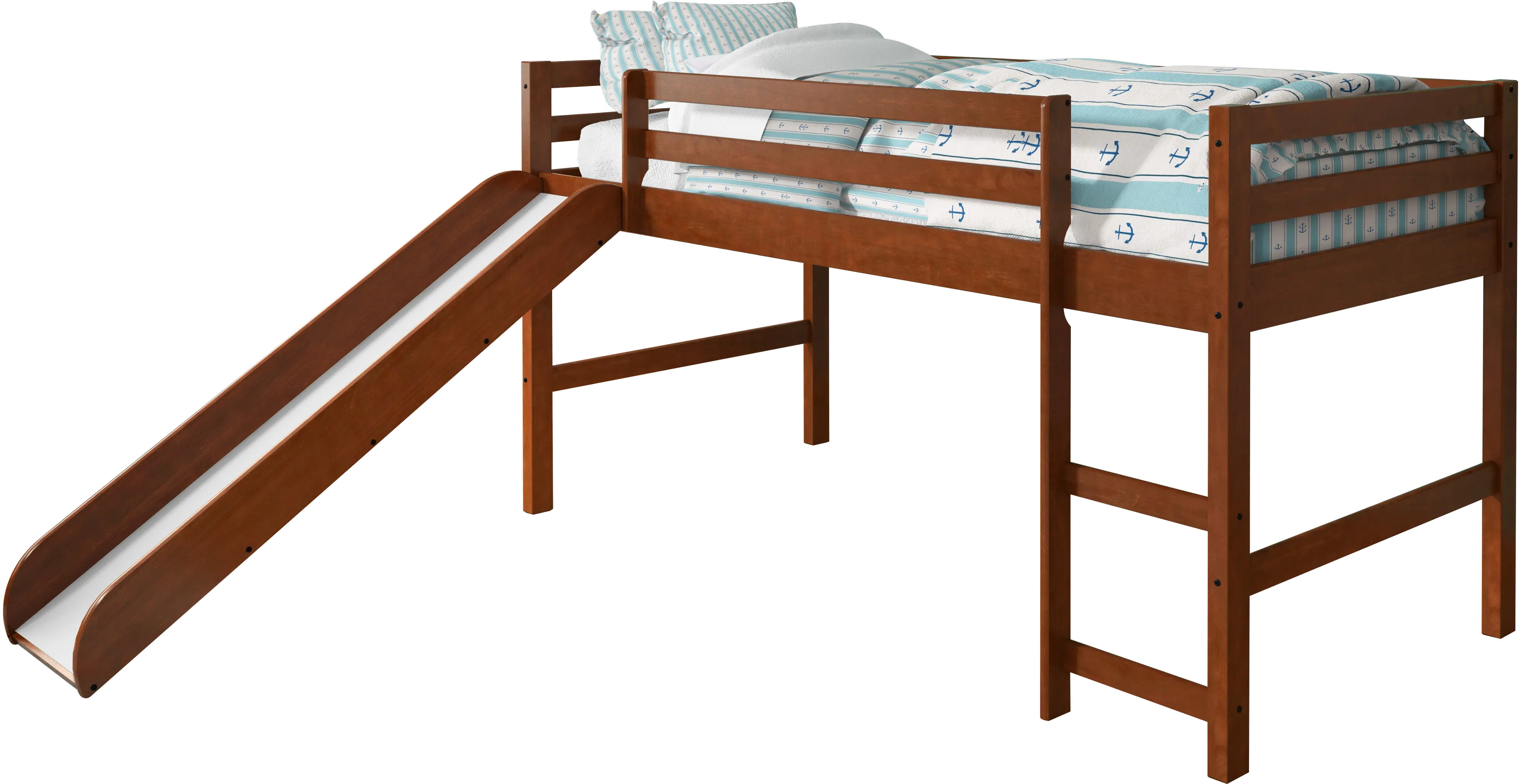 Haven Light Espresso Twin Loft Bed with Slide-1