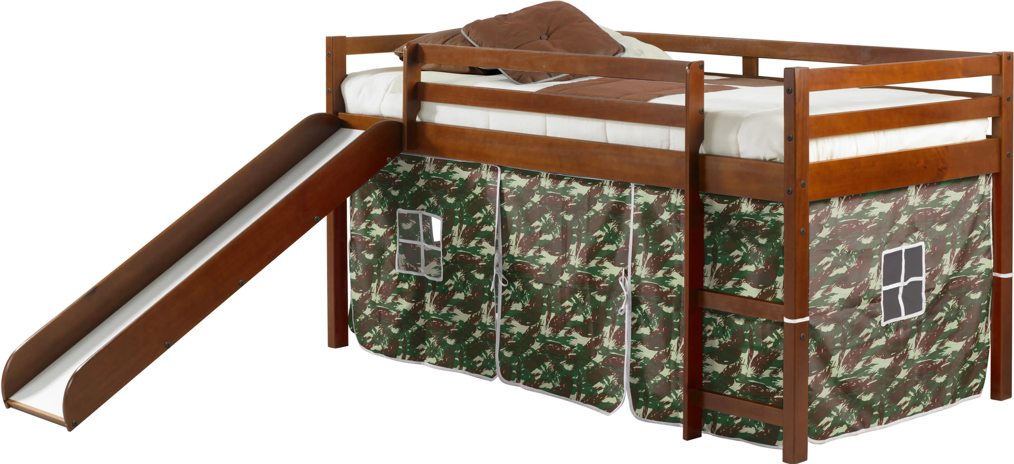 Haven Light Espresso Twin Bed with Camo Tent-1