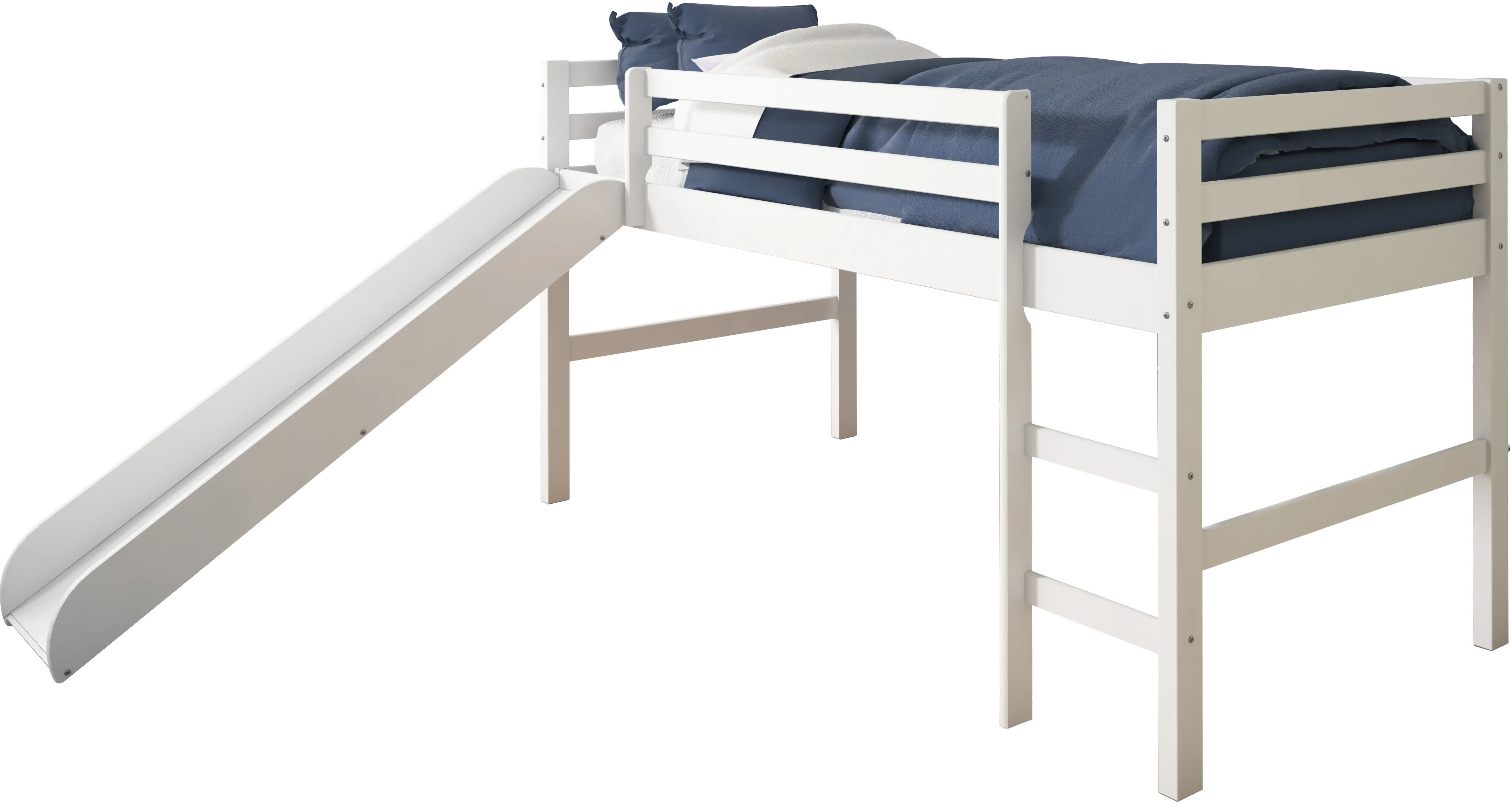 Haven White Twin Loft Bed with Slide-1