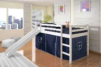 Haven White Twin Bed with Blue Tent
