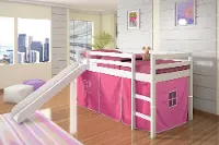 Haven White Twin Bed with Pink Tent
