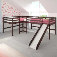 Haven Dark Cappuccino Twin L-Shaped Loft Bed