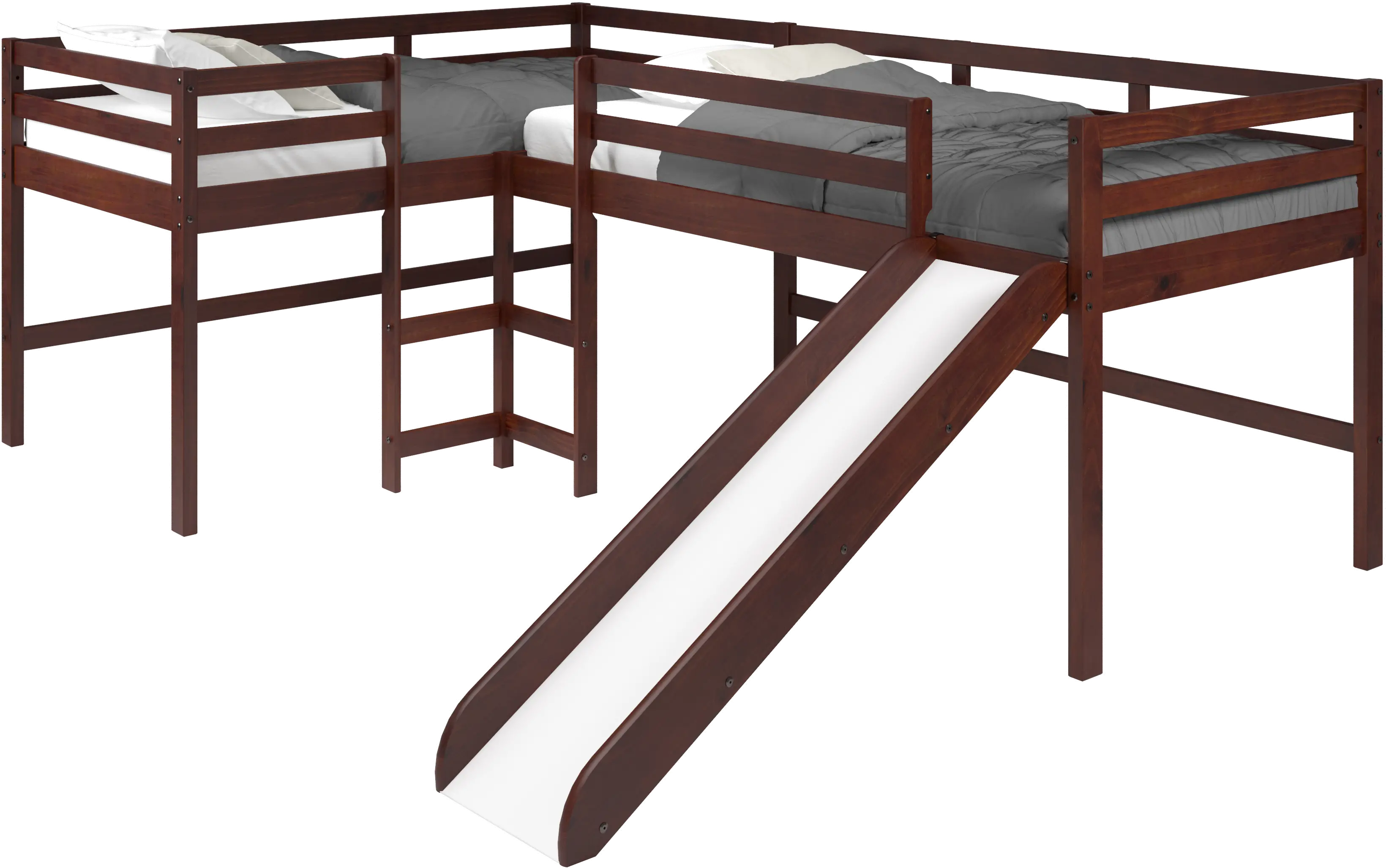 Haven Dark Cappuccino Twin L-Shaped Loft Bed-1
