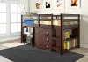 Kaycee Dark Cappuccino Twin Loft Bed with Student Desk