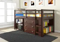 Kaycee Dark Cappuccino Twin Loft Bed with Student Desk