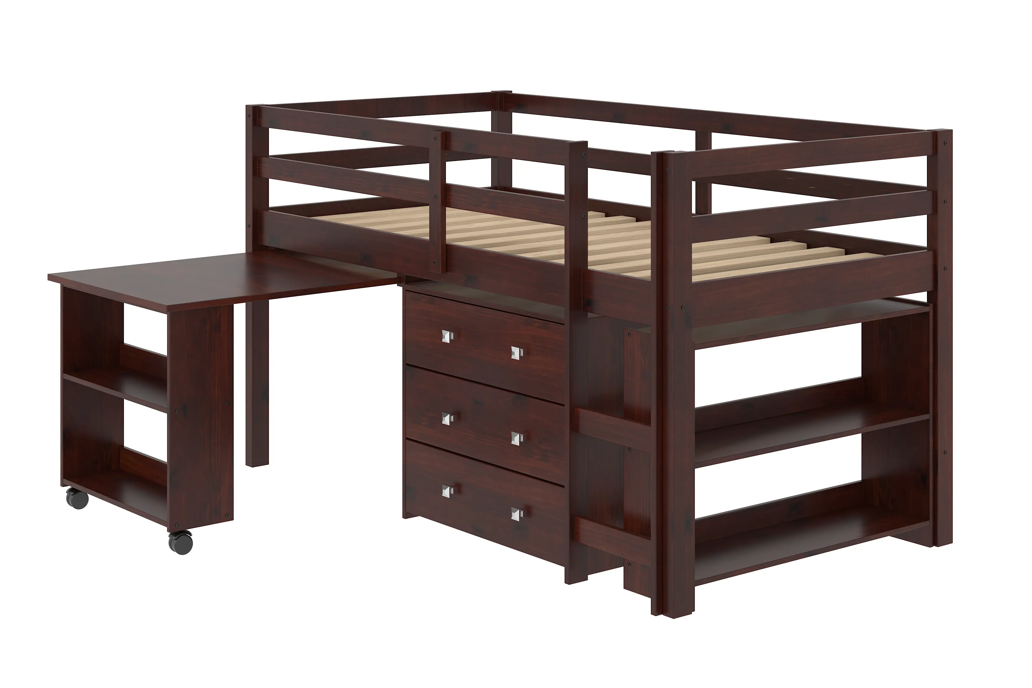 Kaycee Dark Cappuccino Twin Loft Bed with Student Desk-3
