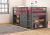 Kaycee Dark Gray Twin Loft Bed with Student Desk