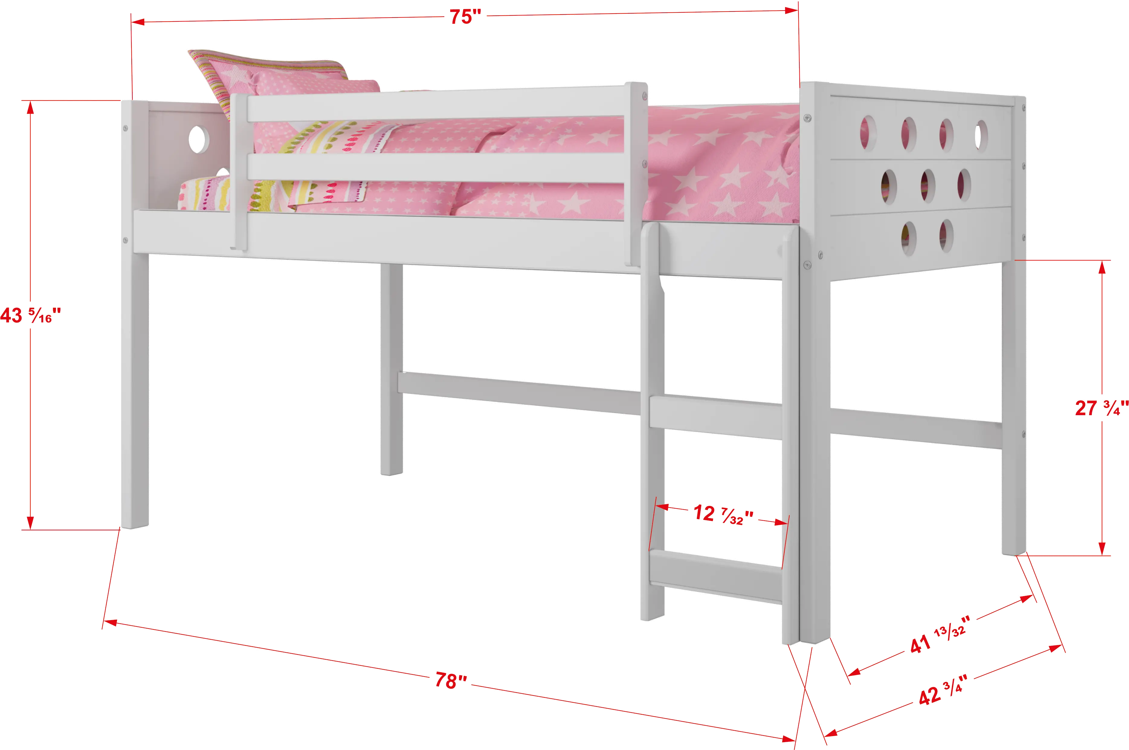 Boston White Twin Loft Bed with Blue Tent-3