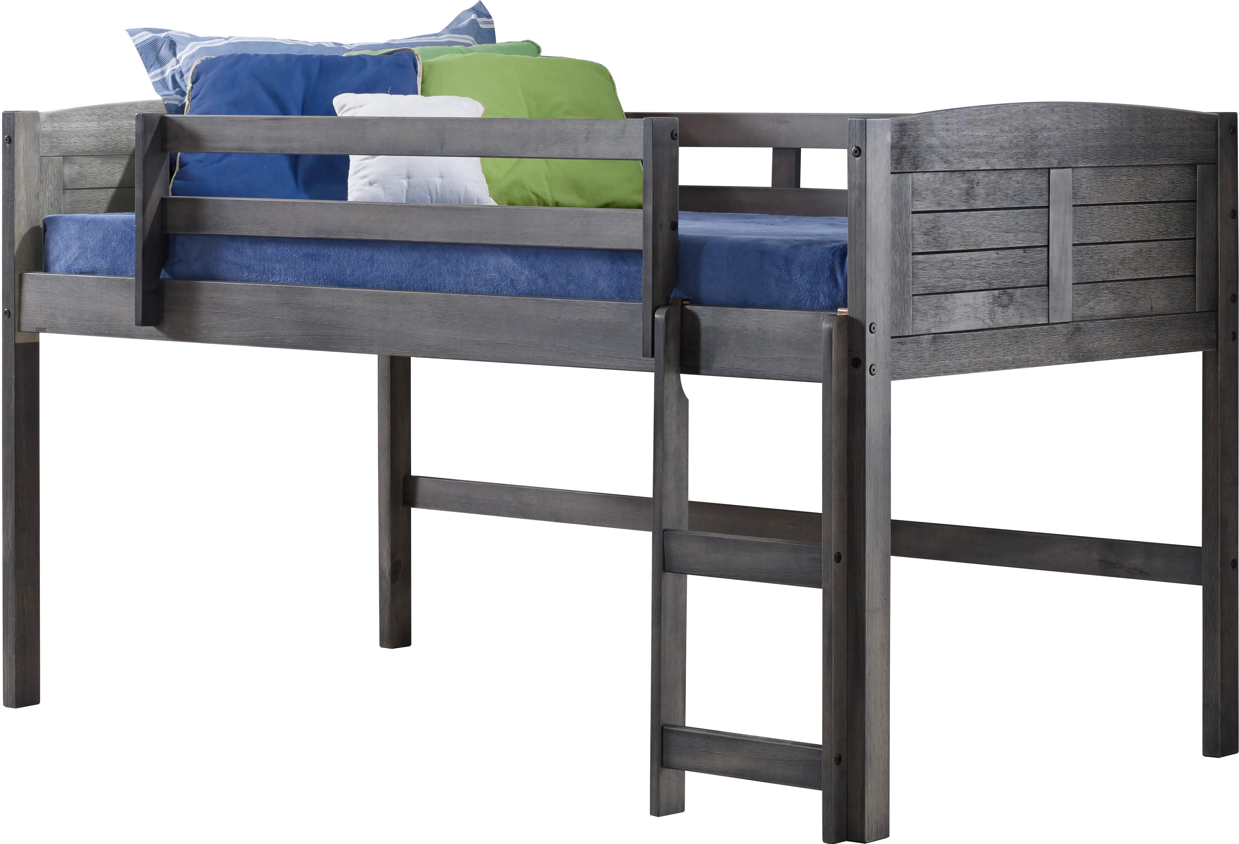 Louver Antique Gray Twin Loft Bed-2