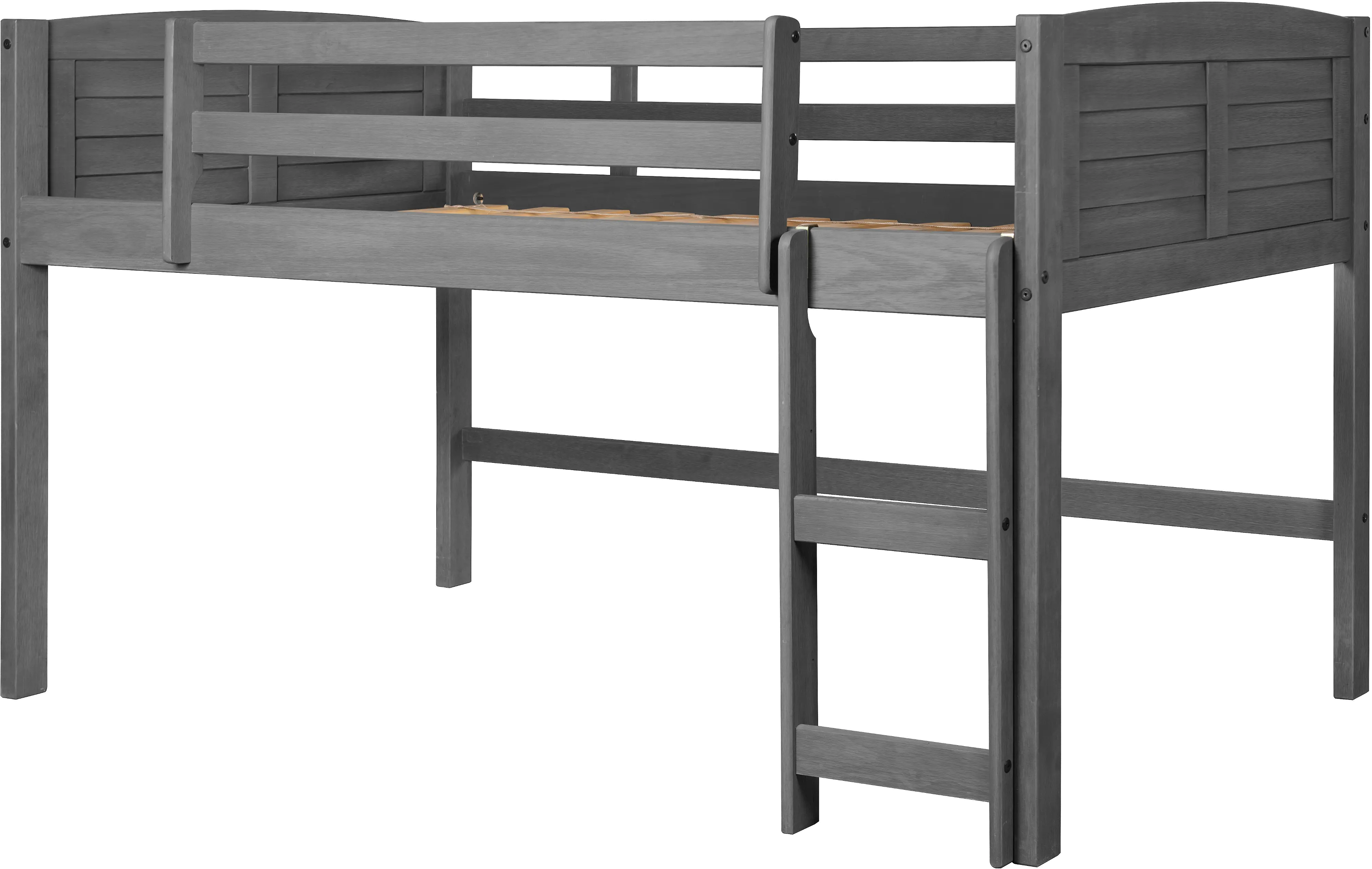 Louver Antique Gray Twin Loft Bed-3