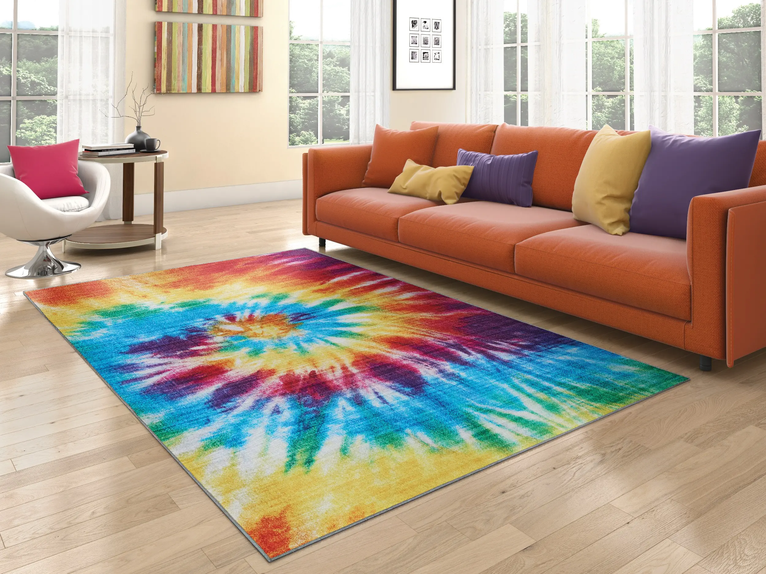 Rainbow 5 x 8 Multicolor Dancing Bears Area Rug-3