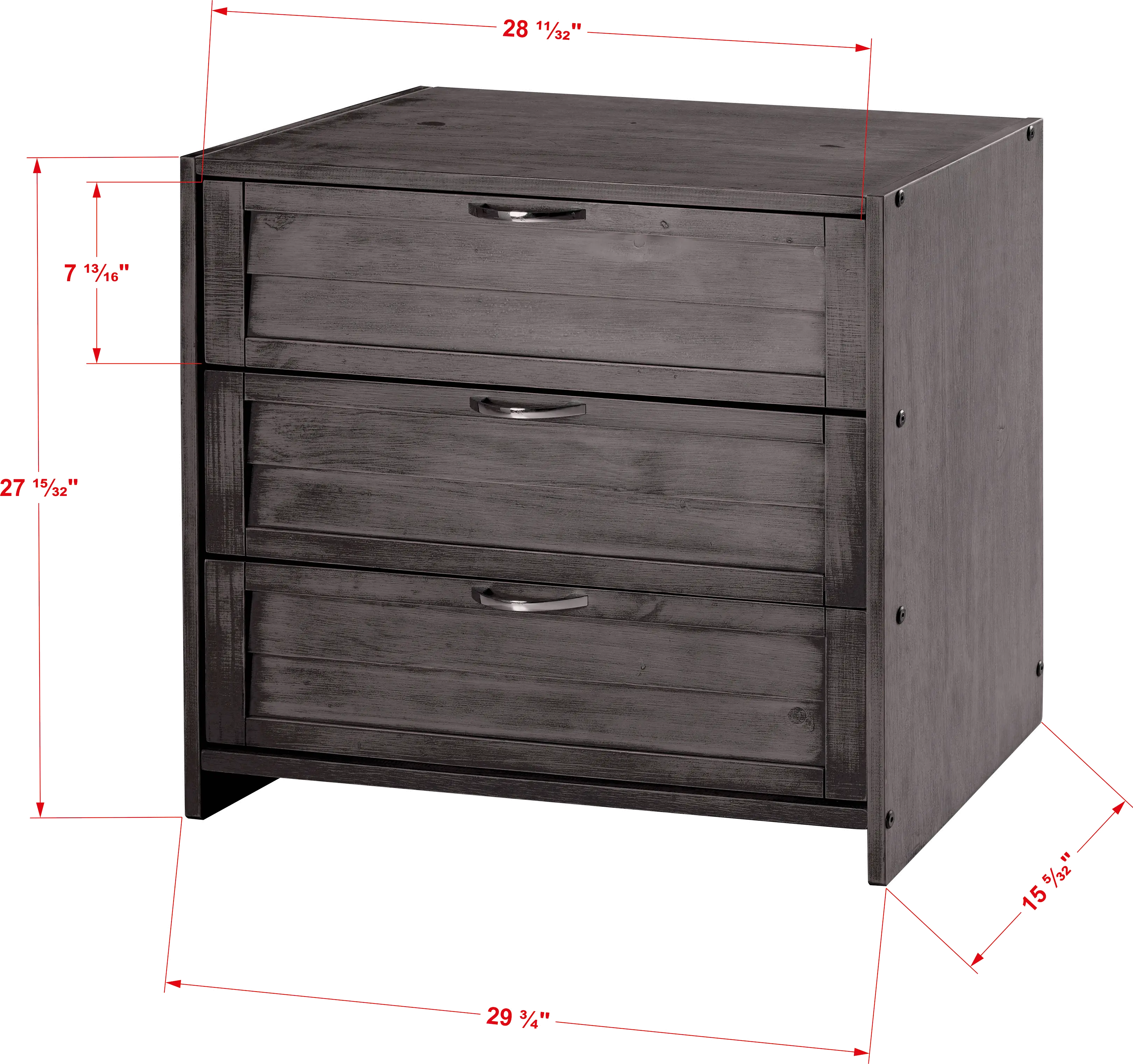 Louver Antique Gray 3-Drawer Chest-2