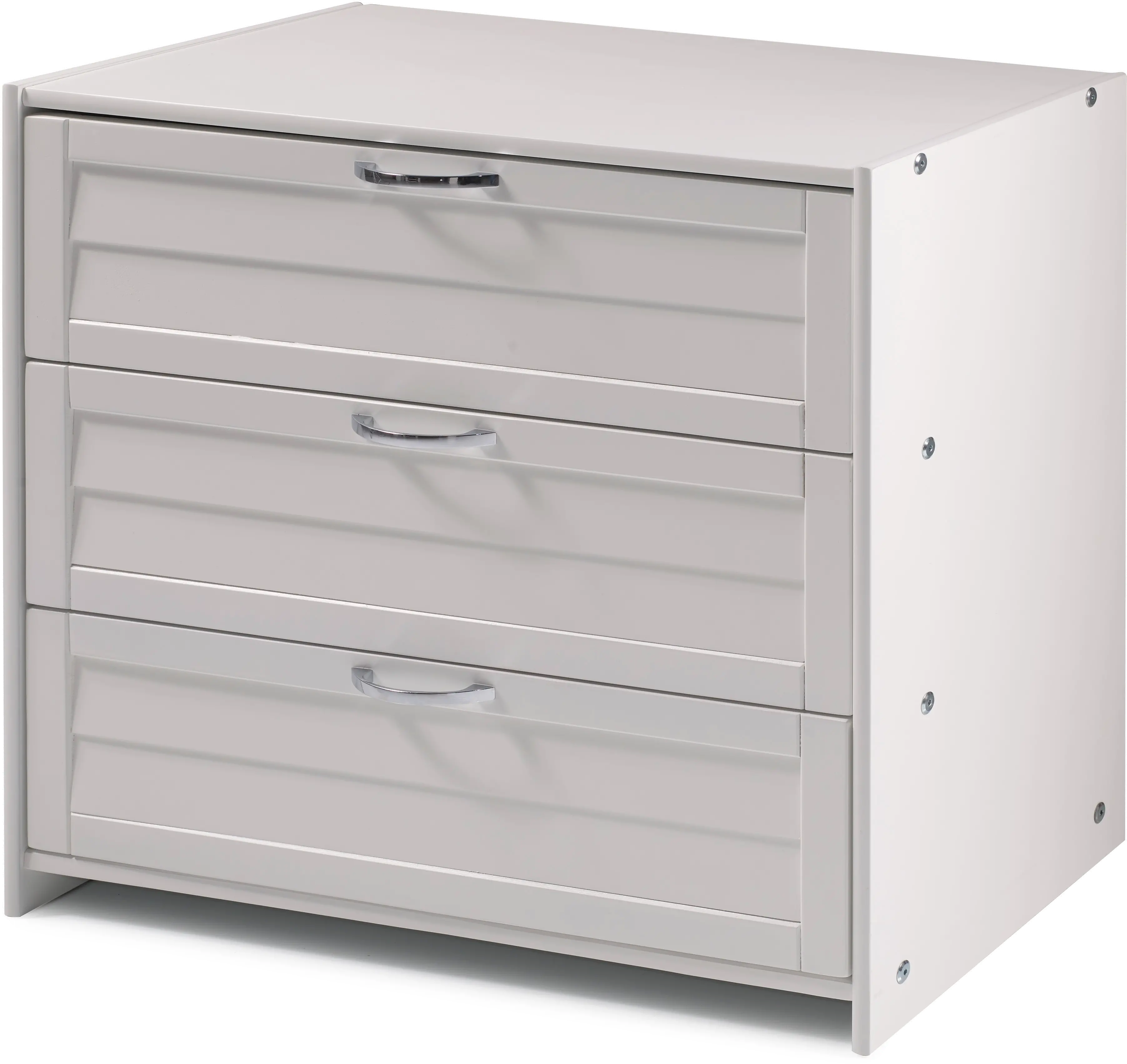 Louver White 3-Drawer Chest-1
