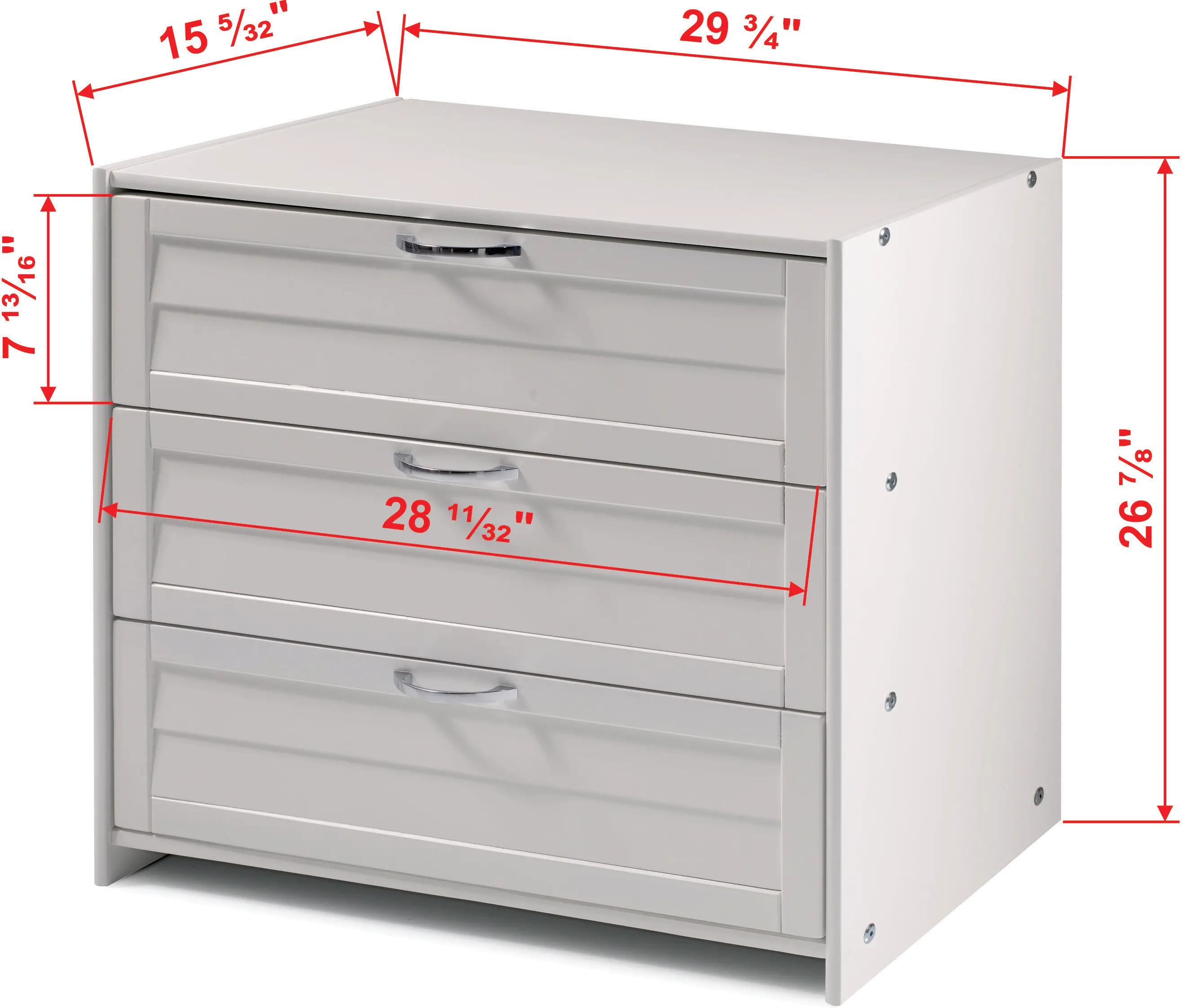 Louver White 3-Drawer Chest-2