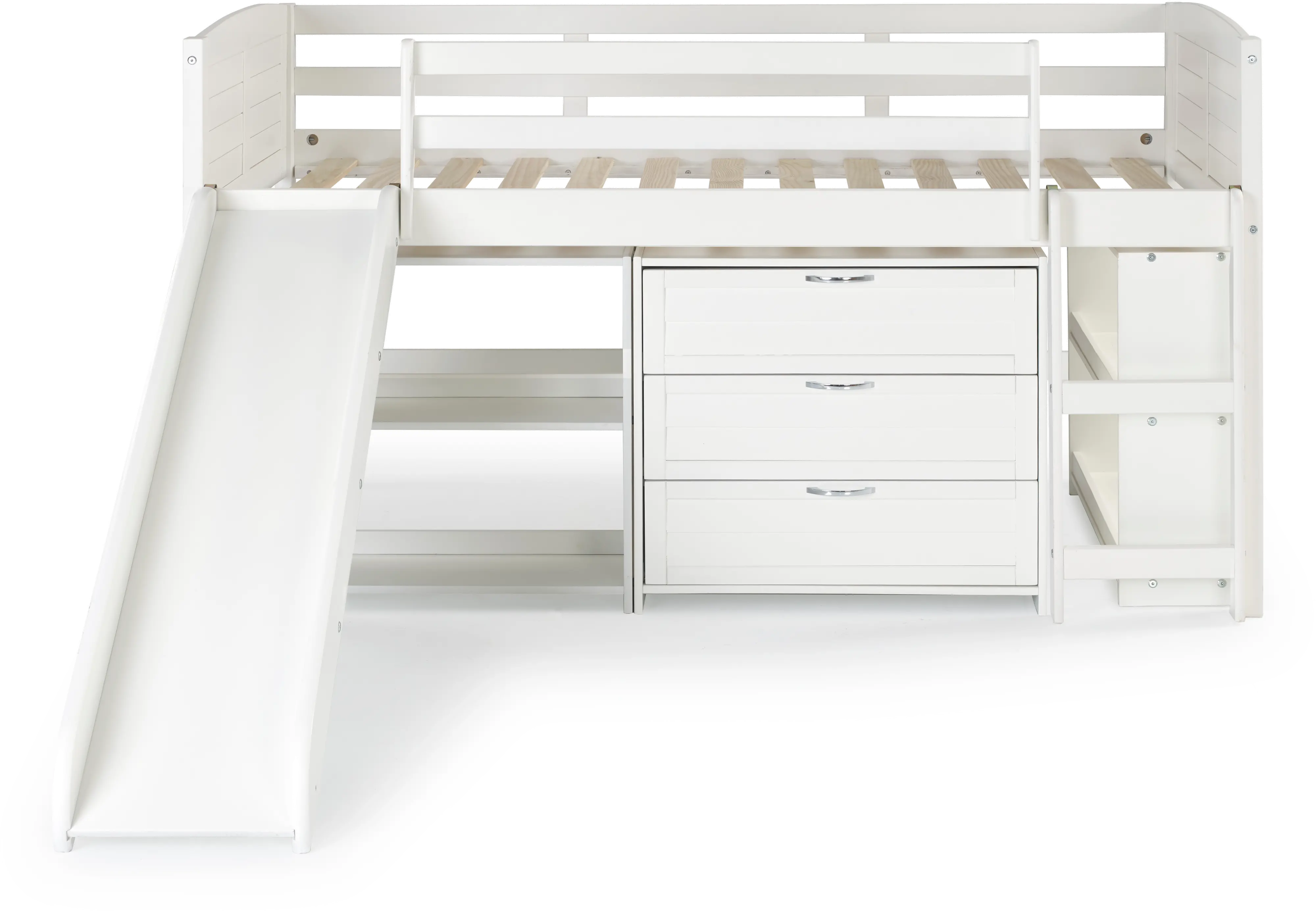 Louver White Low Loft Bed Style D-4