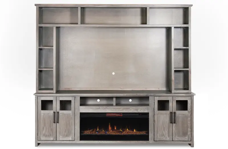 Maison Driftwood Gray Electric Fireplace Entertainment Center