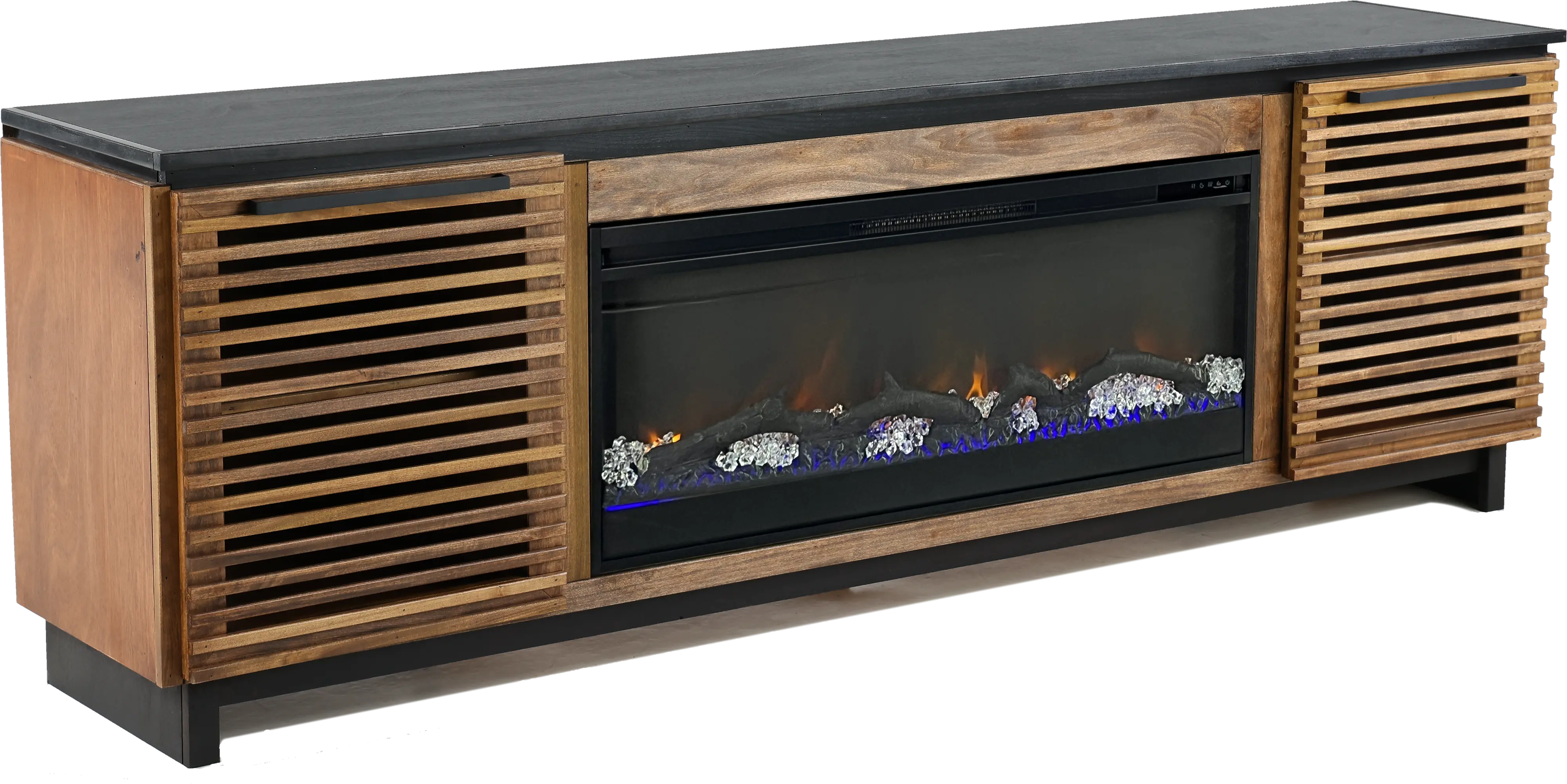 Graceland Brown and Black 86  Fireplace TV Stand-2