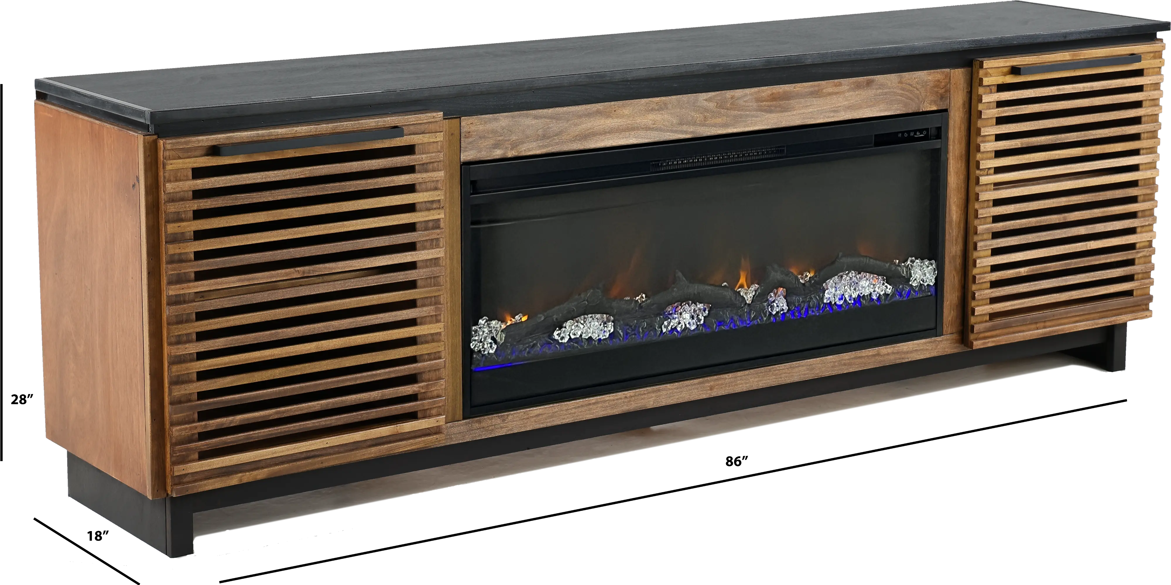 Graceland Brown and Black 86  Fireplace TV Stand-3