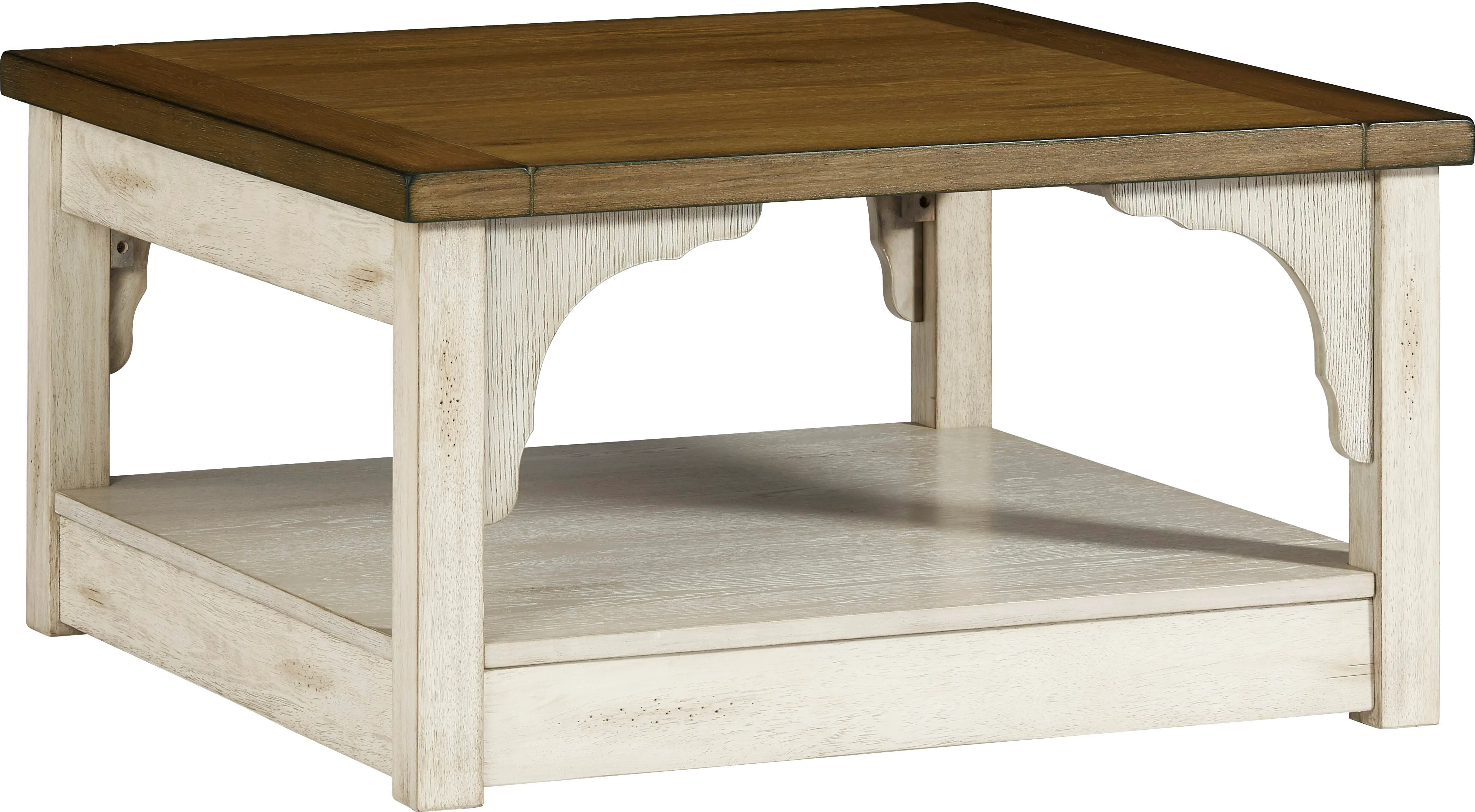 Wellington Place Oak and Antique White Square Coffee Table-1
