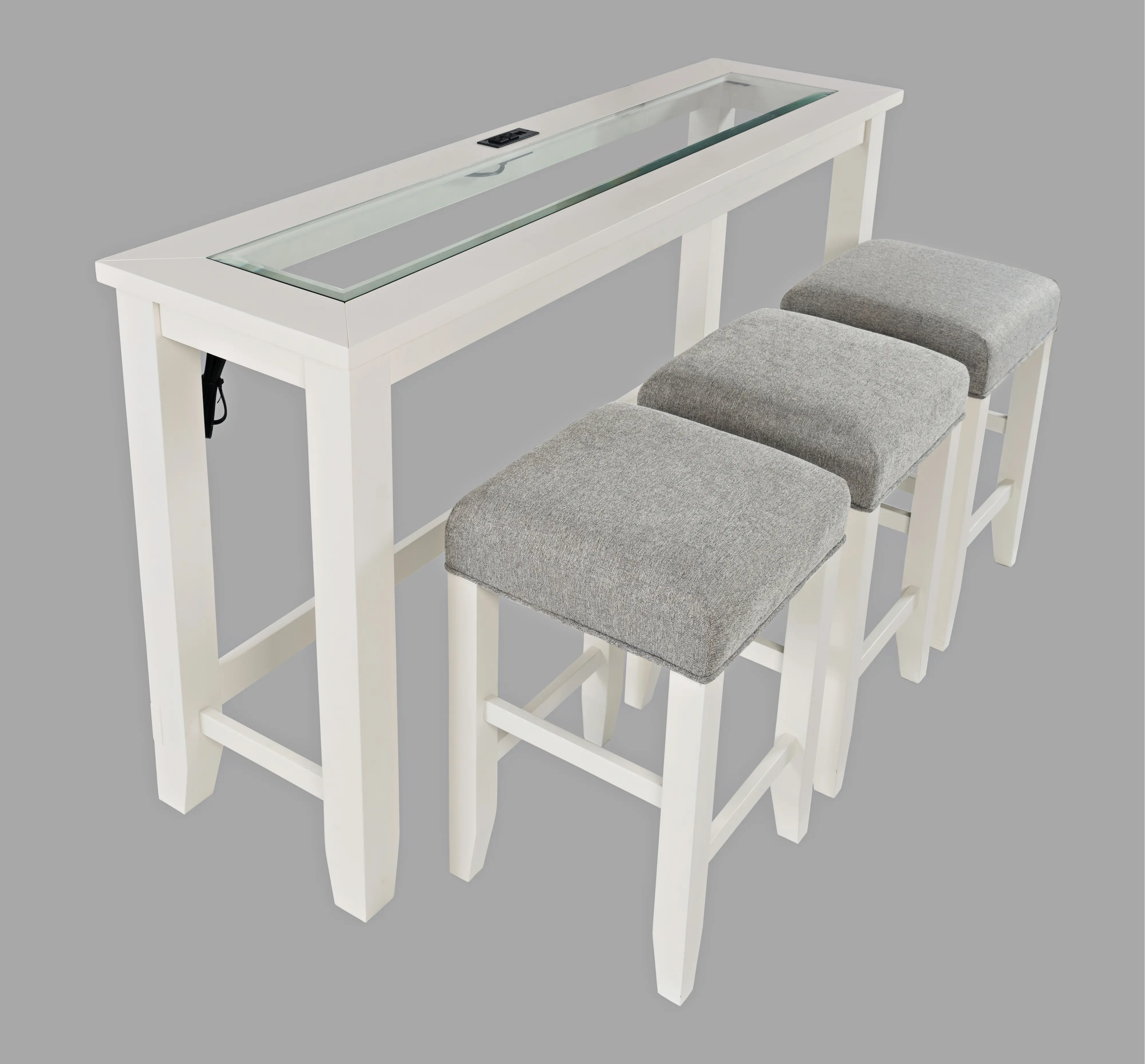 Urban Icon White Console Table with Stools-1