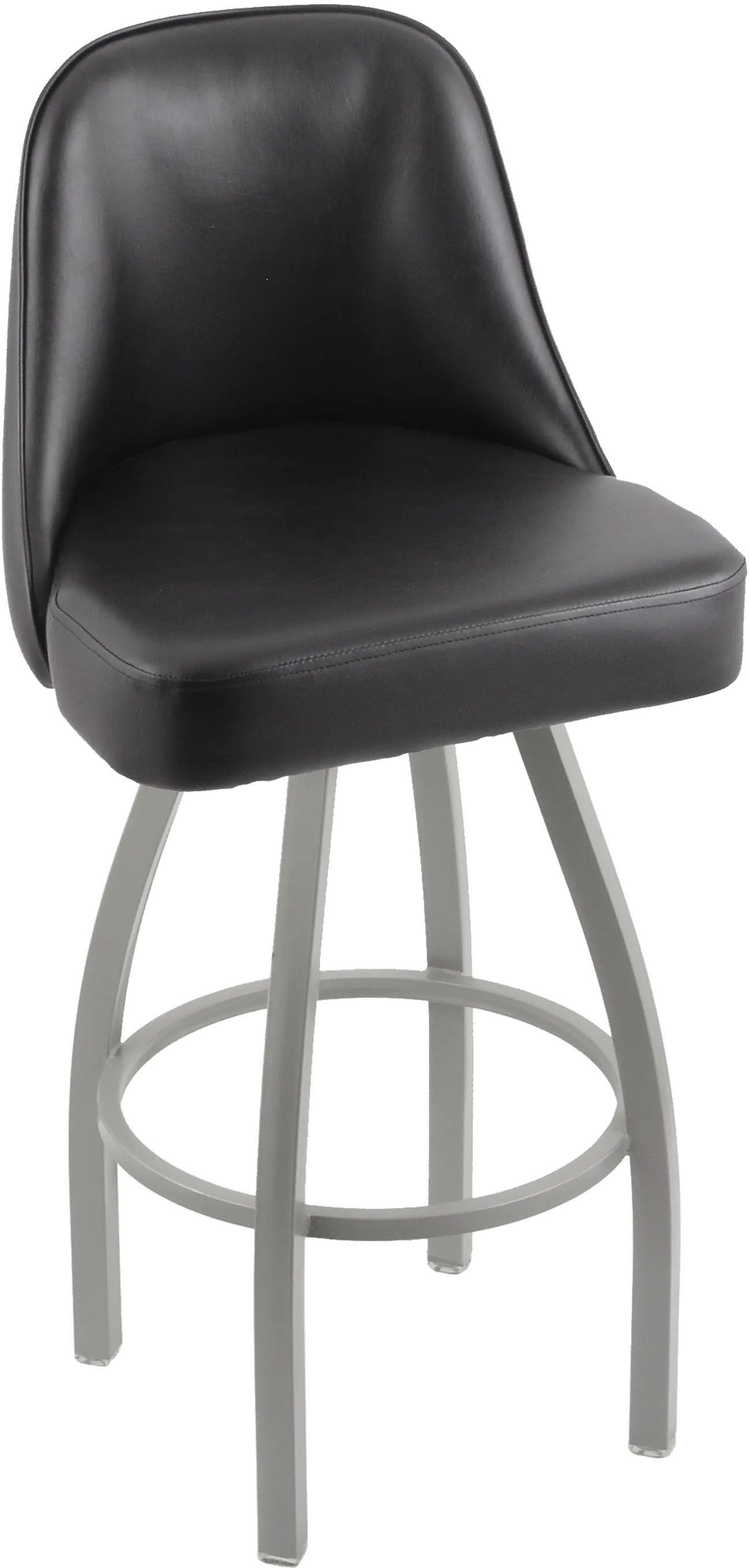 Grizzly Black Upholstered Swivel Bar Stool-1