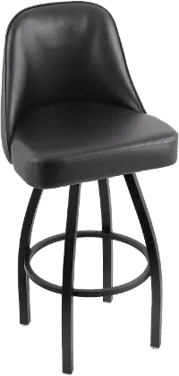 Grizzly Black Metal Upholstered Swivel Bar Stool