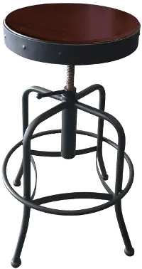 Steel Black and Cherry Adjustable Height Stool