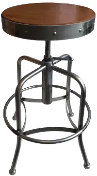 Steel Silver and Brown Adjustable Height Stool