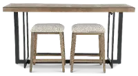 Eden Brown and Black Sofa Table with Upholstered Stools