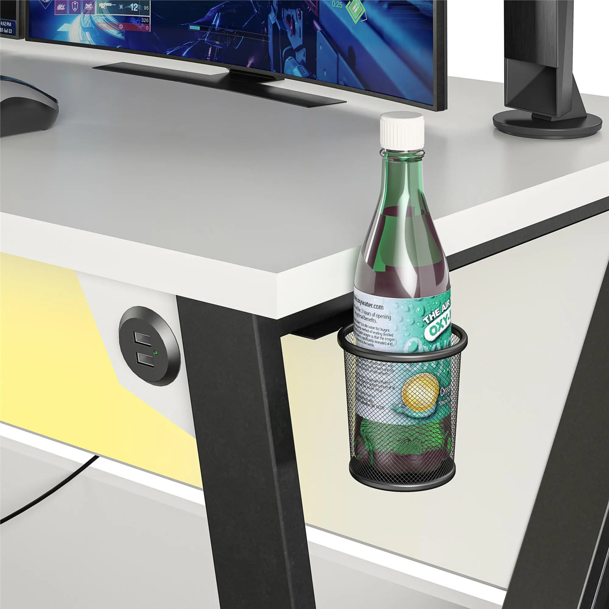 Genesis White Adjustable Gaming Desk-2
