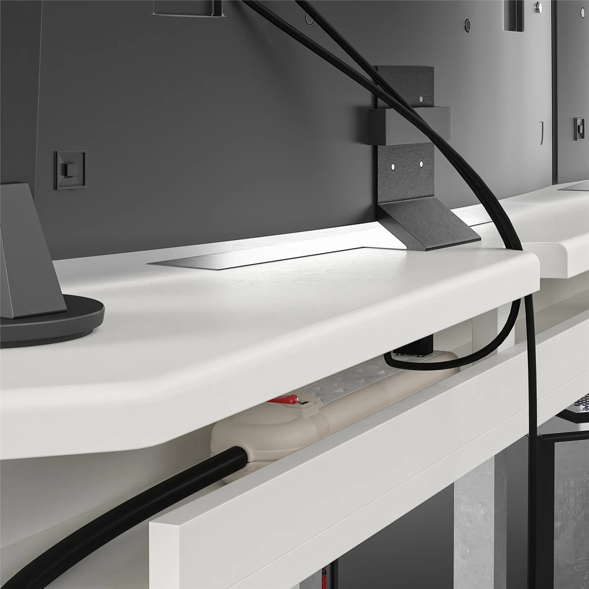 White Gaming Desk with CPU Stand - Quest-4