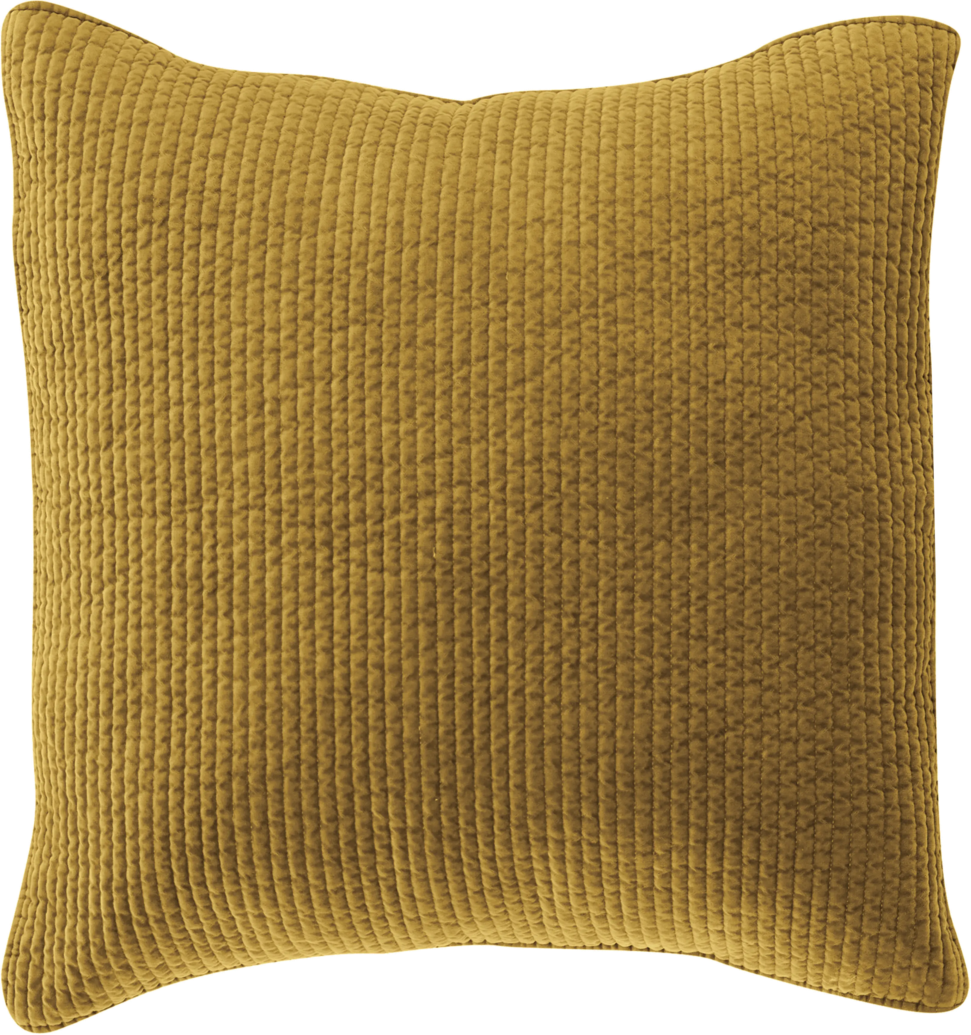 Stonewashed Tuscan Yellow Cotton Quilted Velvet Euro Sham-1