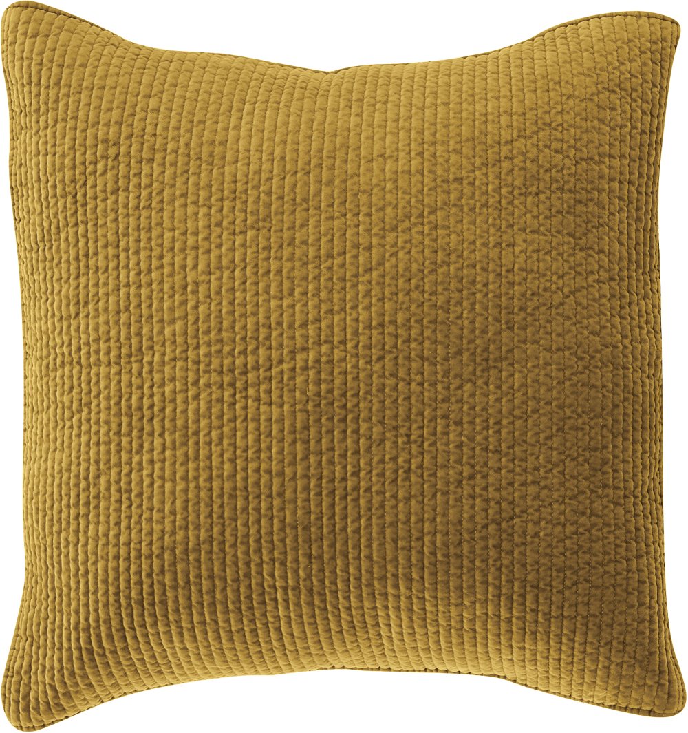 Stonewashed Tuscan Yellow Cotton Quilted Velvet Euro Sham