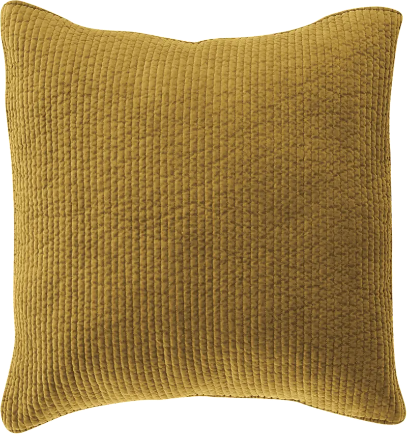 Stonewashed Tuscan Yellow Cotton Quilted Velvet Euro Sham