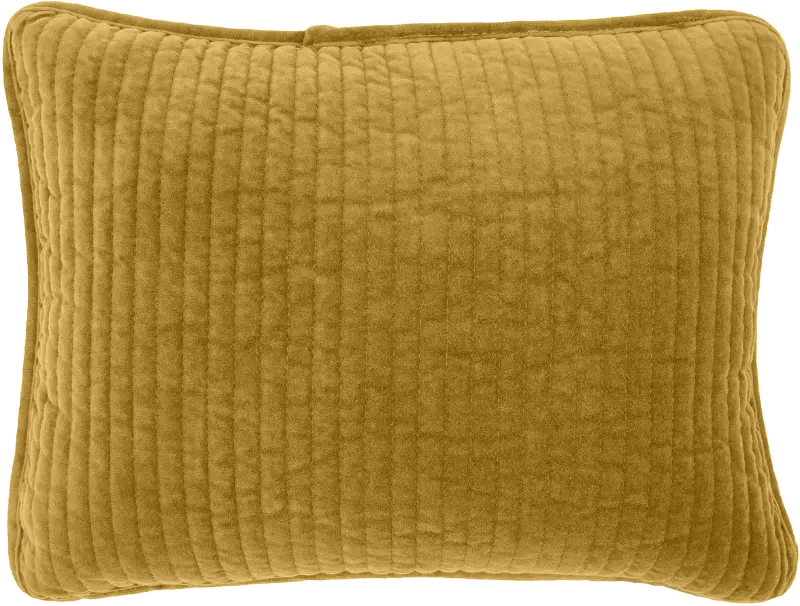 Stonewashed Tuscan Yellow Cotton Velvet Boudoir Throw Pillow