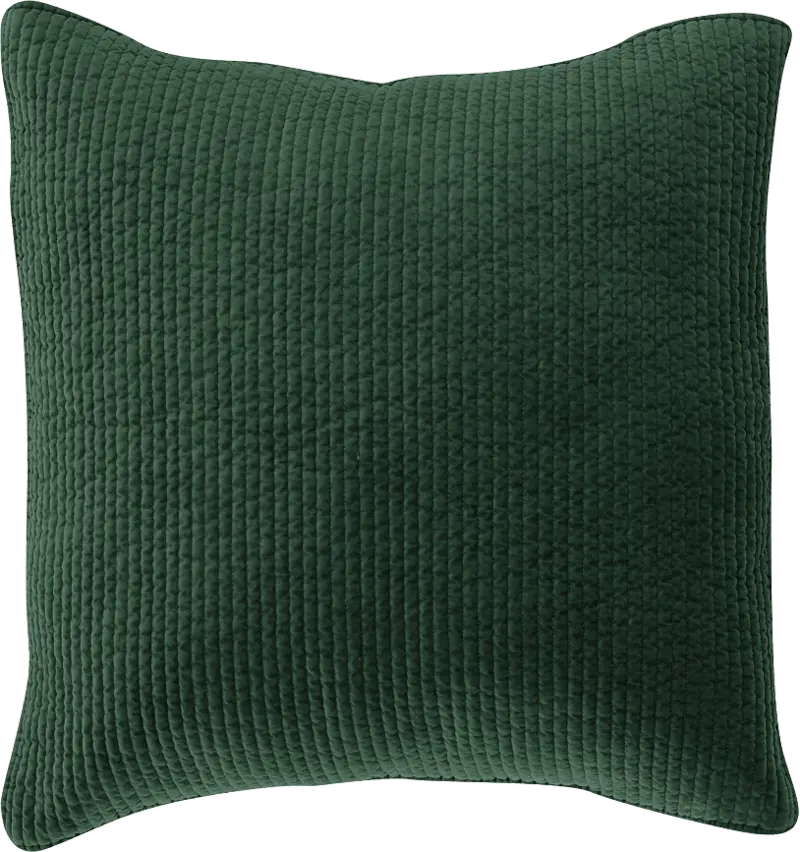 Stonewashed Emerald Green Cotton Quilted Velvet Euro Sham