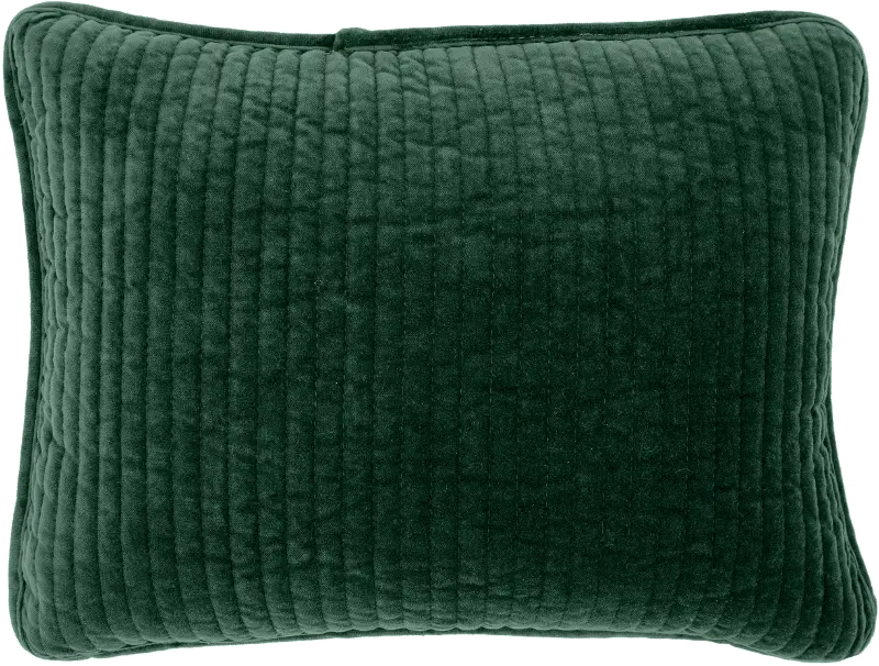 Stonewashed Emerald Green Cotton Velvet Boudoir Throw Pillow